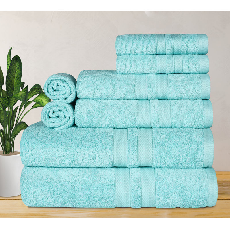 Winthrop Ultra Soft Quick-Drying 8-Piece Cotton Towel Set, Cyan
