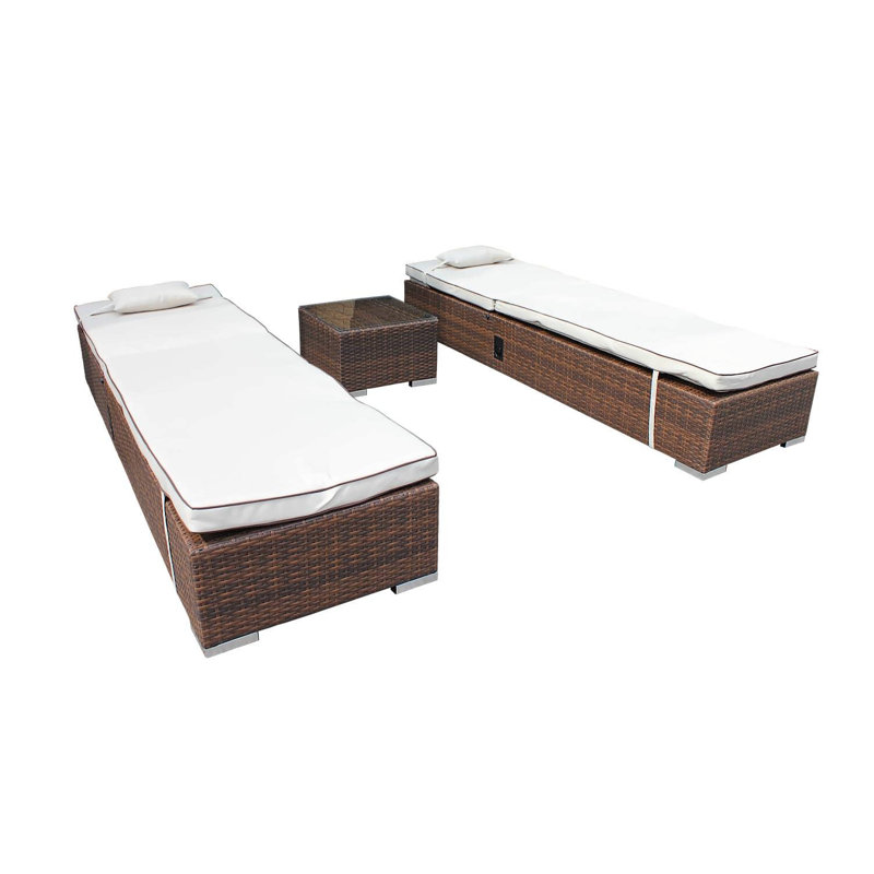 Vivian 198cm Long Reclining Chaise Lounge Set with Cushions, Grey