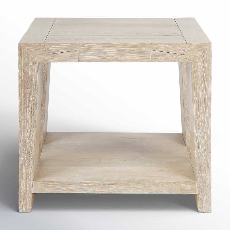 Troy Solid Wood Floor Shelf End Table, Tan