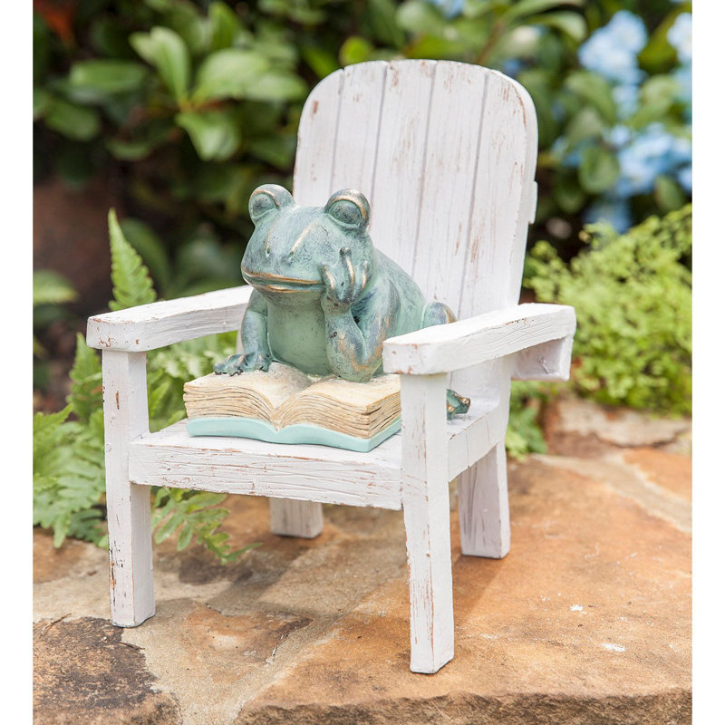 Statue de jardin grenouille de lecture