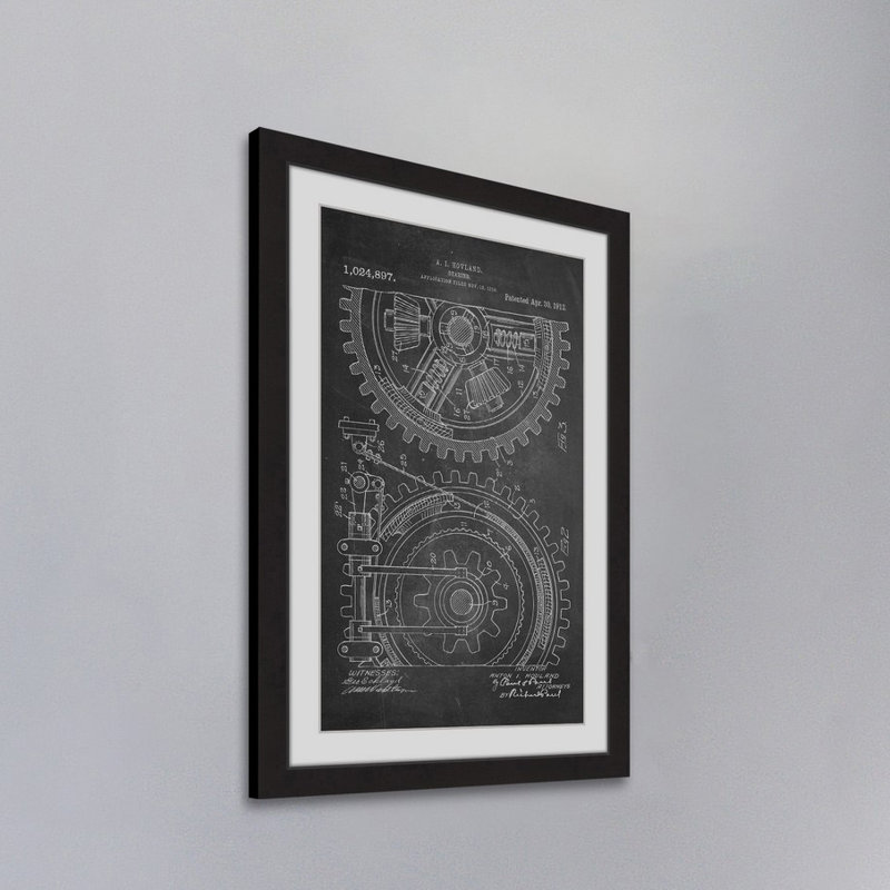 « gears 1912 craie » par steve king, reproduction d’art encadrée, H 18 po x l 12 po x P 1,5 po