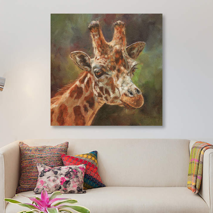 «Giraffe Portrait II», impression sur toile, H 48 po x l 48 po x P 1,5 po, Pas de tapis, Toile tendue
