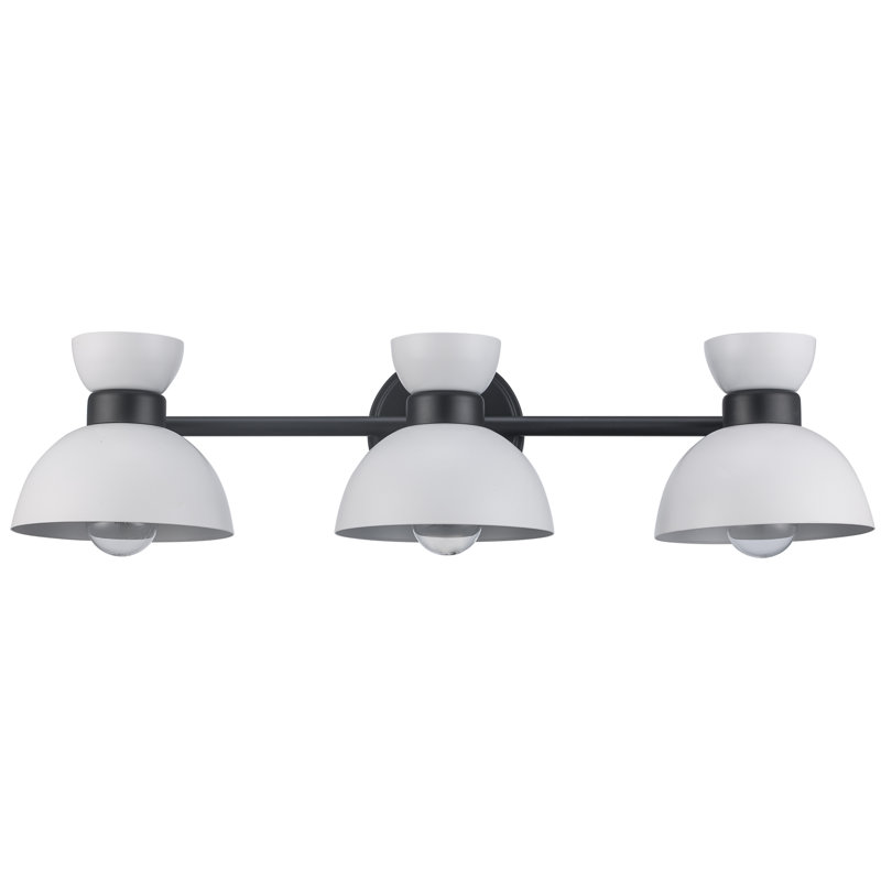 Éclairage pour salle de bain 3 lumières en fer avec fixation réversible Shantella, Noir
