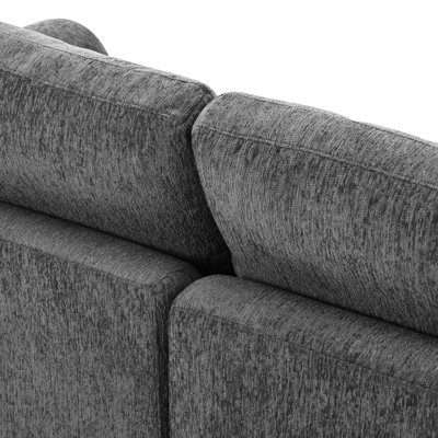 101.57 Inch Modern 3-Seater Sofa, Chenille Upholstered Couch with Solid Wood Frame, Comfortable Living Room Sofa with 1 Throw Pillow