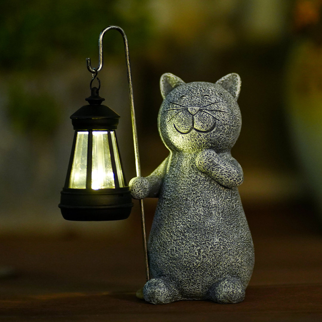 Erikas Solar Cat Garden Statue with Solar Lantern，Great Gifts for Grandma Mom Cat Lovers Trinx