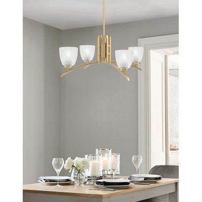 Kurve Light Chandelier With 5" Clear Ribbed Glass