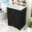 Meuble-lavabo moderne avec lavabo en céramique, tiroir, tablettes réglables et armoire à fermeture en douceur-2070360291
