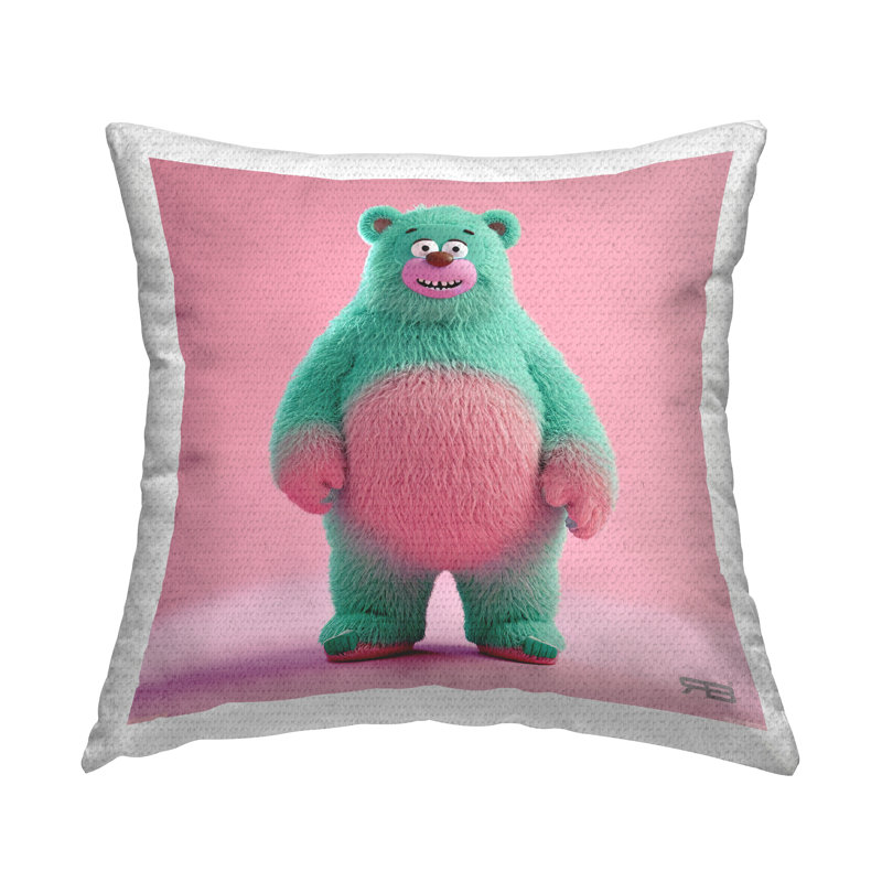 Coussin d'extérieur souriant «Bear Green» par RB