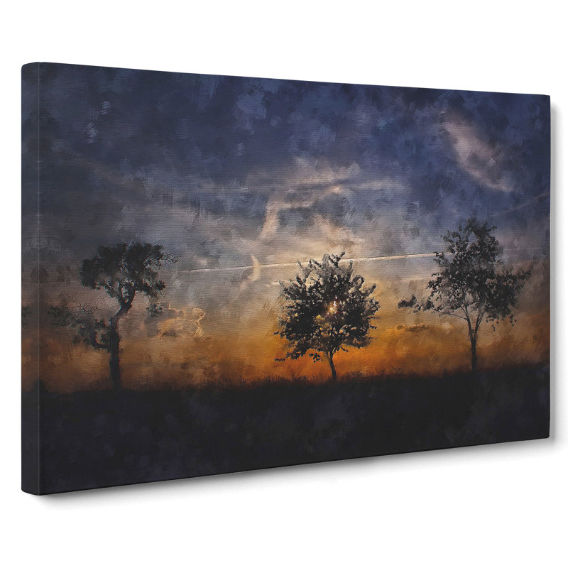 Three Trees At Sunset - Wrapped Canvas, 40cm H x 60cm W x 3cm D
