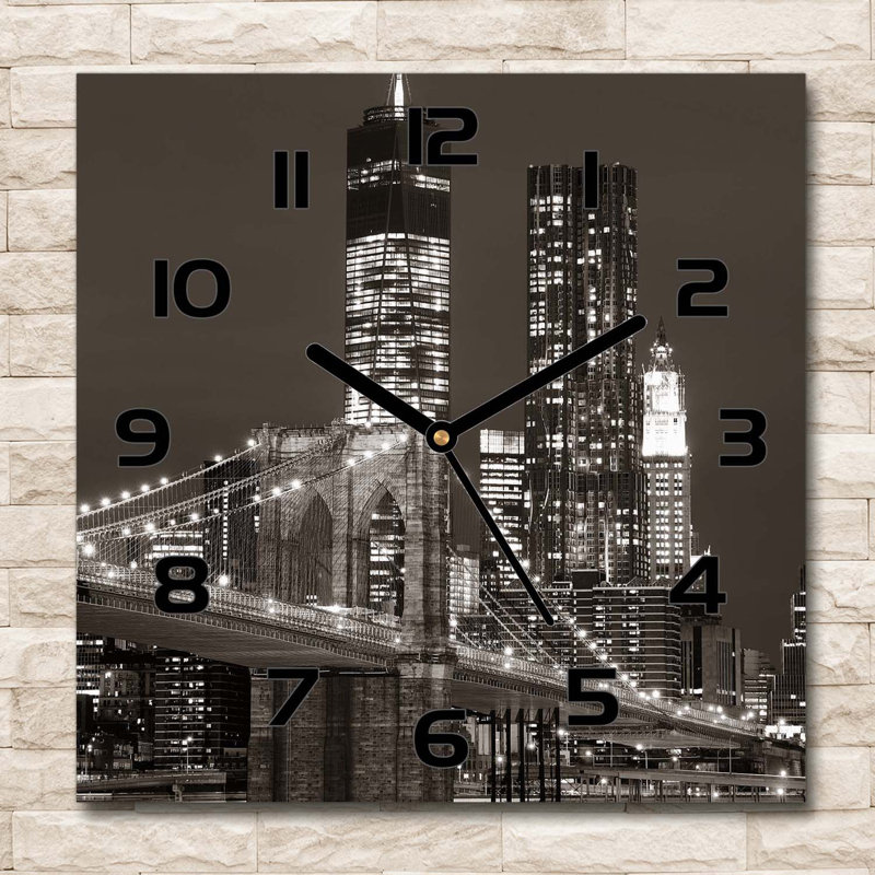 Harsahib Glass Wall Clock, Black/Brown
