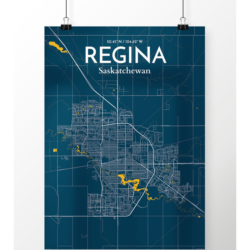 « regina city map », impression, H 24 po x l 18 po