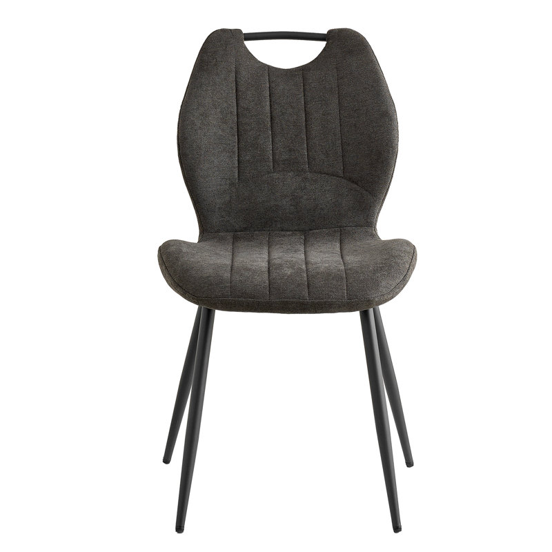 Upholstered Linen Dining Chair, Black, 4