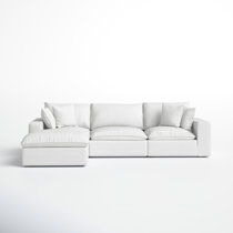 Buy Jane 38 Inch Sectional Armless Chair, Plush Cushioned Back, Off White  By Casagear Home