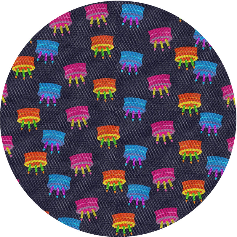 Bleu Cynthia/rouge/noir Tapis décoratif, Rond 3 pi