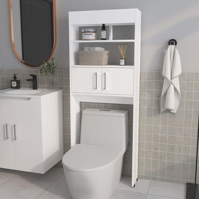 Armoire de rangement au-dessus de la toilette avec tablettes intégrées