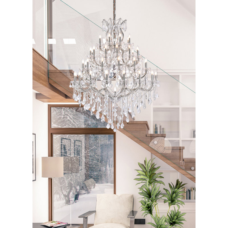 Yarmouth 49 - Light Glass Chandelier, Chrome / Crystal (Clear) / Royal Cut, 62" H x 46" W x 46" D