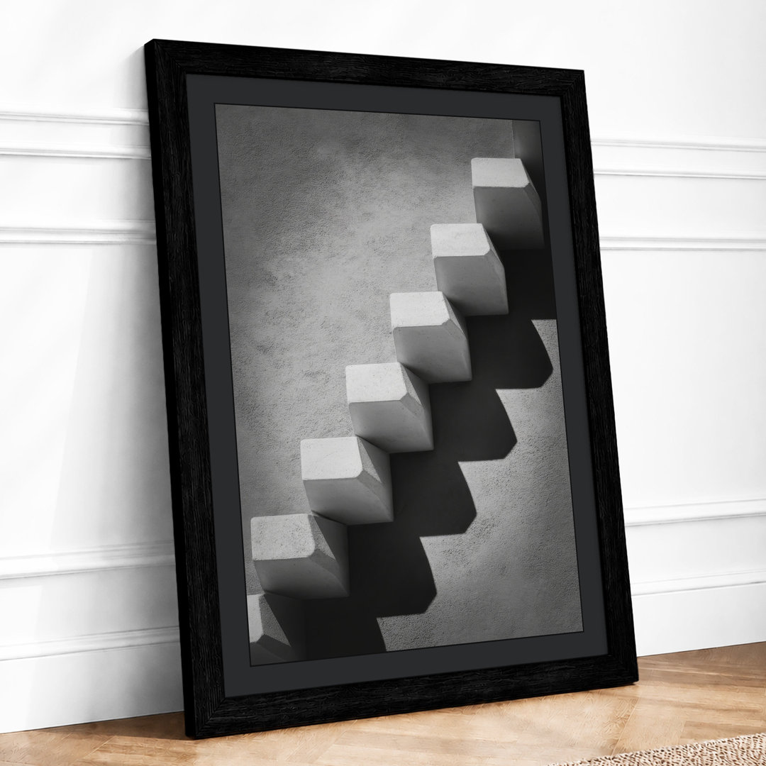 Descending Cubes Minimalist Framed Art Print