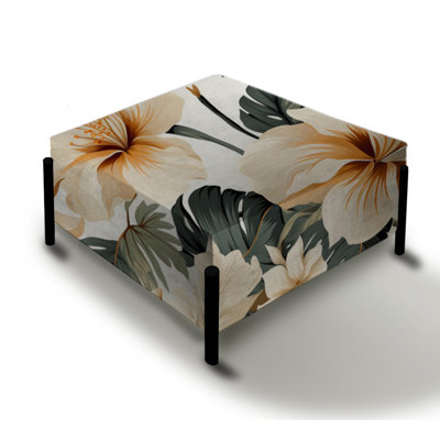 Tranquil Retreat Tropical Pattern I - Tropical Large Square Ottoman