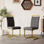Lot de 2 chaises de salle à manger modernes en similicuir PU - Dossier haut, pieds en métal doré plaqué, pour cuisine, chambre, salon - Noir - 2