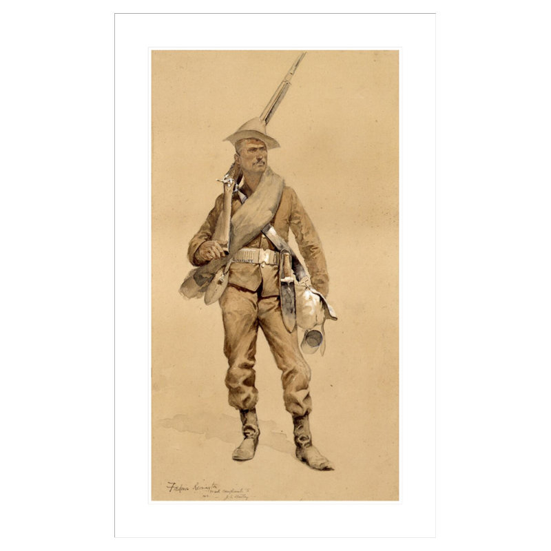 Infantryman in Field Field par Frederic Remington, impression giclée sur cadre, H 41,5 po x l 26,19 po