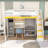Full Wooden Loft Bed With USB Charging Ports, Wardrobe, Light, Dressing Table And Shelves-109055995