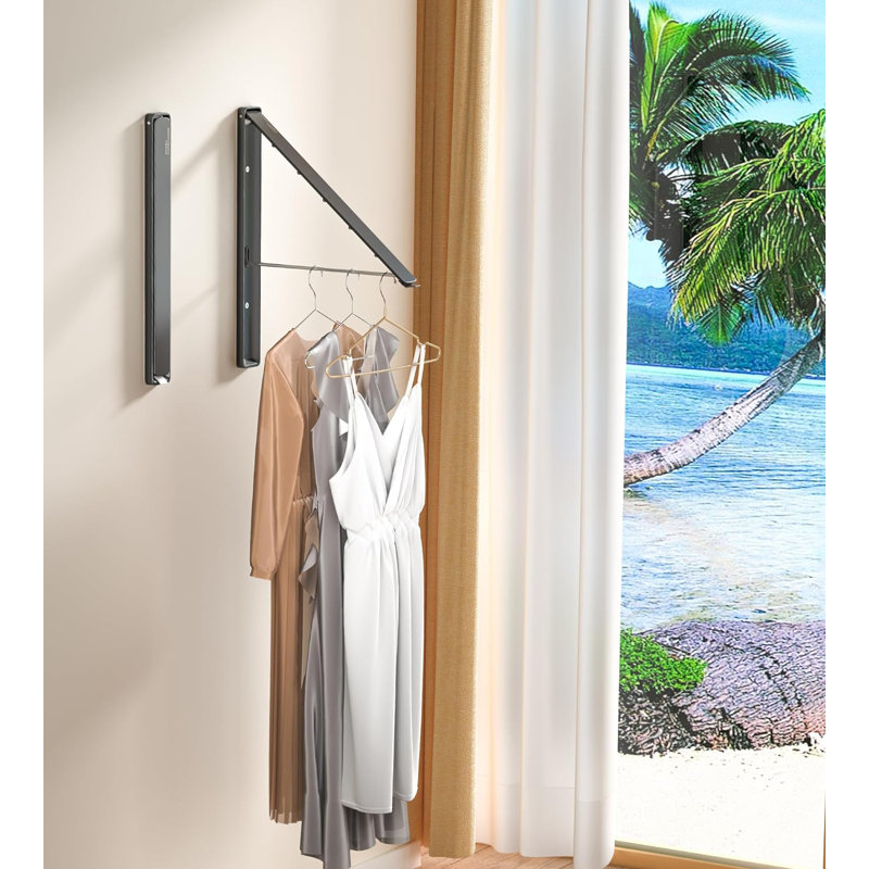 Metal Foldable Wall-Mounted Drying Rack, Black