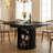 47-63" Extendable Round Dining Table for 4-8 People, Mid-Century Modern Kitchen Table with Storage Cabinet-128940712