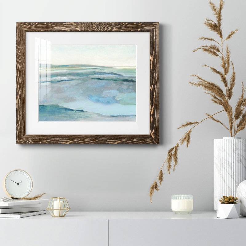 Marée basse - peinture encadrée, Encadré de bois de noyer, H 24 po x l 18 po x P 1,5 po