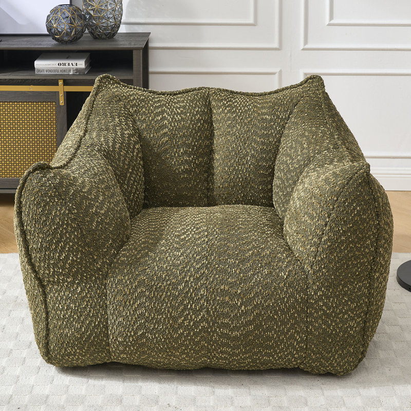 Fauteuil à billes Chenille, Chenille vert olive, H 30,7 po x l 47,2 po x P 36,2 po