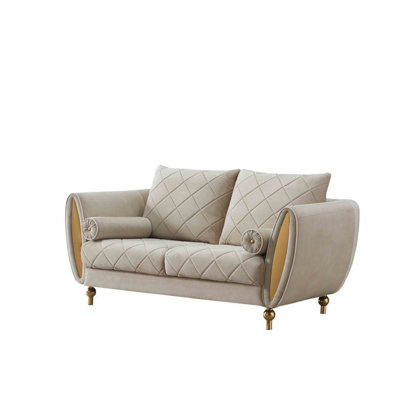 Sipario Vita Velvet Loveseat, Beige
