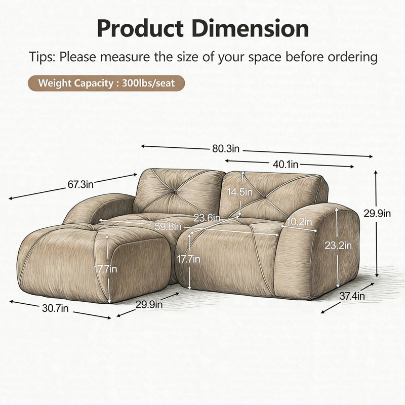 Canapé 2 places à dossier nu avec repose-pieds mobile, causeuse en velours capitonné avec mousse haute densité, canapé modulaire sans assemblage pour salon et appartement