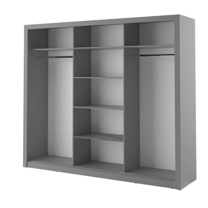 Mowgli 3 Door Manufactured Wood Wardrobe, Grey Matt