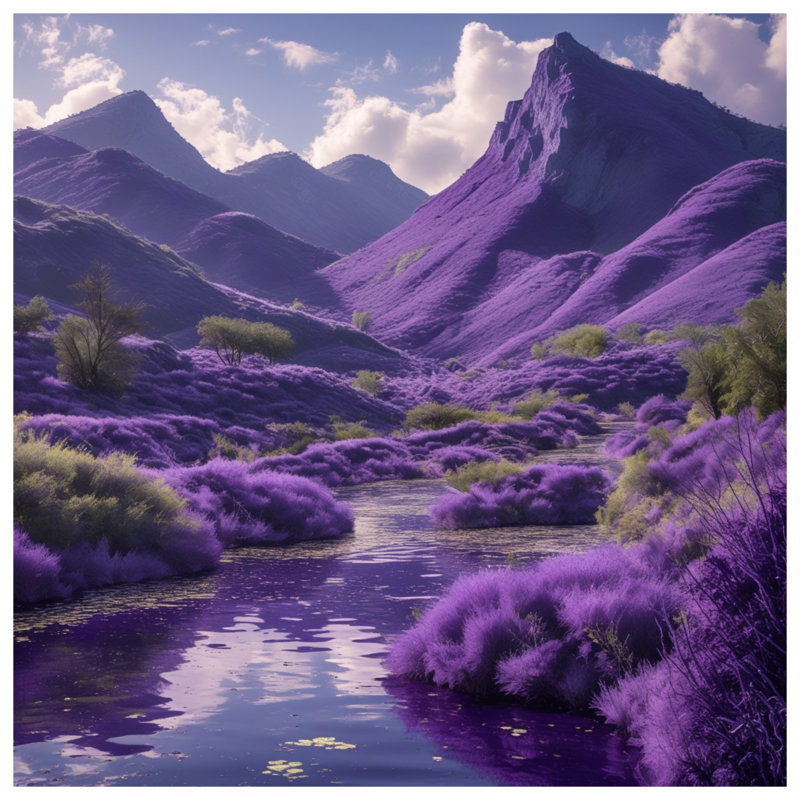 Coussins Lavande Mountain Landscape, 16 x 16 pouces