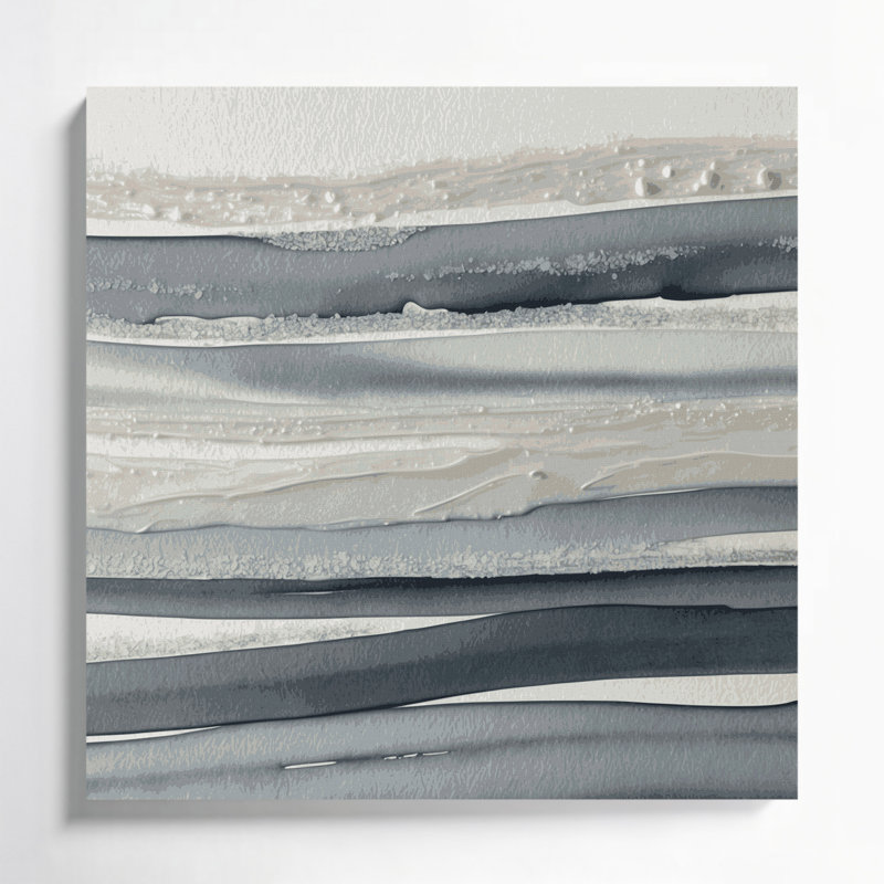Toile horizontale à rayures horizontales gris ardoise, H 32 po x l 32 po