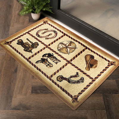 Tapis beige - Tribes Gcyls4010 7 po Polypropylène X 3 avec motif de jute fabriqué en Turquie pour salles de médias et maisons pour animaux
