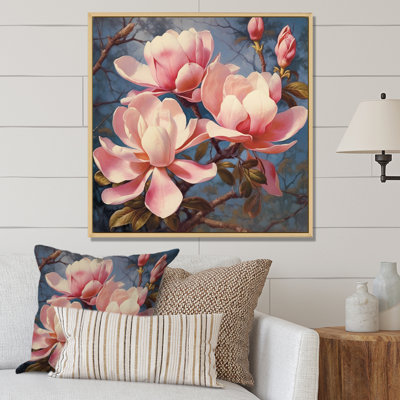 «Pink White Magnolias Elegance Landscape» sur toile