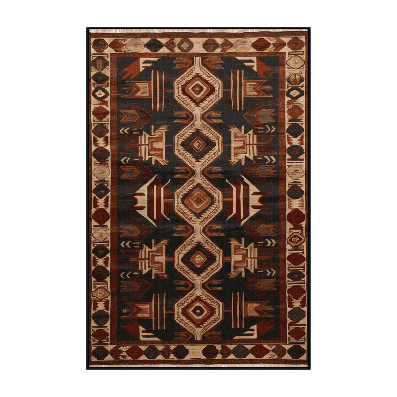 Tapis turc noir lavable à la machine, Rectangulaire 8 pi x 10 pi