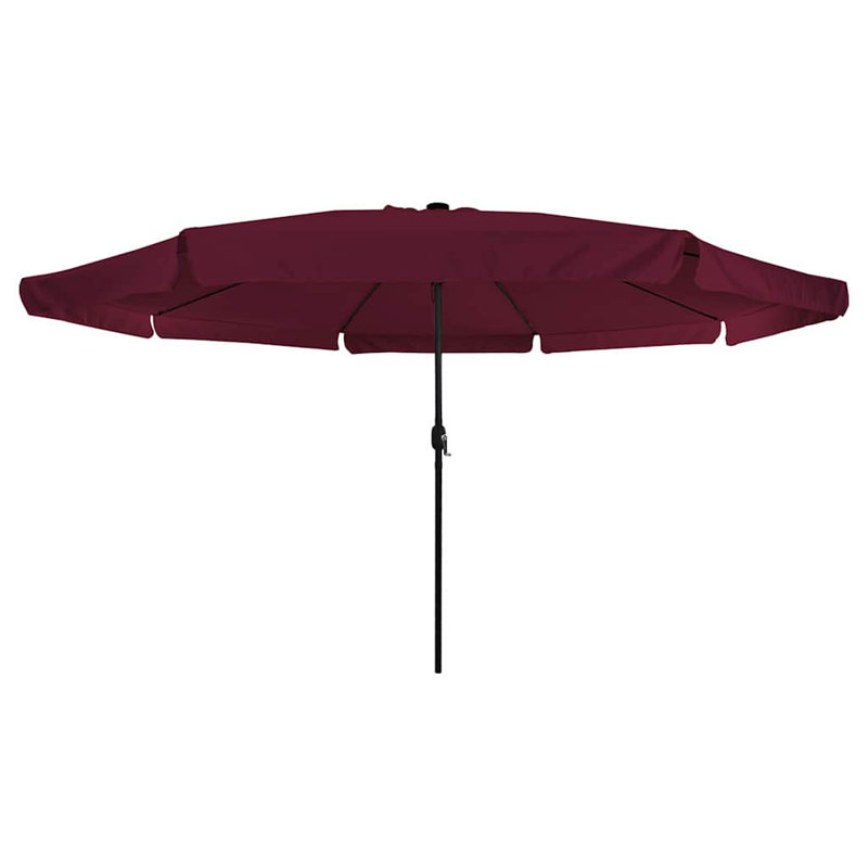 Garden Parasol with LED Strip Lights Polyester Outdoor Shade Summer, Dark Red