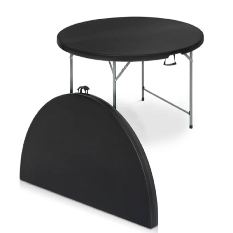 Patio Table ronde pliante en plastique noir
