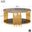 Table basse ronde à 2 niveaux en verre trempé l 35,4 po x H 17,7 po Tionah-105363314