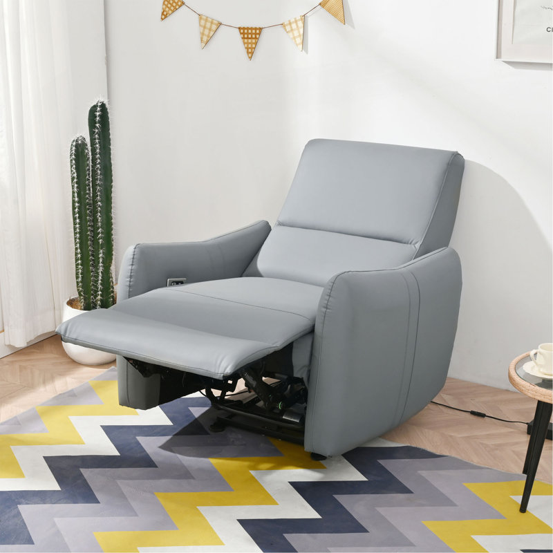 zero clearance recliner  Recliner,Power Recliner Chair,Electric Recliner For Living Room,PU Leather Reclining Armchair For Small Space,Reclining Sofa For Bedroom/Apartment/RV,With USB Port(Type-C)