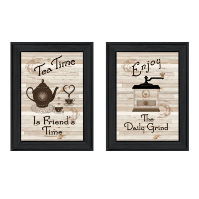 «Enjoy Tea Time», art mural encadré 2 pièces pour décoration murale par Millwork