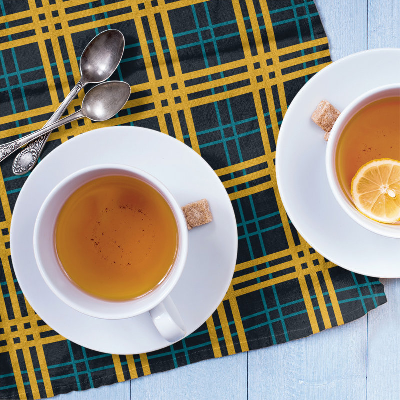Plaid Tea Towel Kitchen Towel, Navy/Yellow/Blue, Polyester