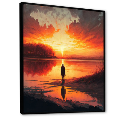 Regarder un coucher de soleil magnifique au bord du lac I - reproduction