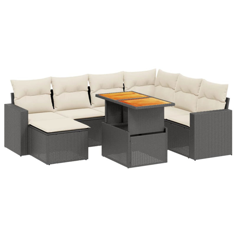 Ensemble de canapé modulaire en rotin PE noir 8 pièces Vidaxl