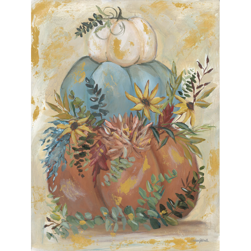 «Jakkson Boho Pumpkin Stack On Canvas» par Mackenzie Kissell, reproduction, H 12 po x l 8 po