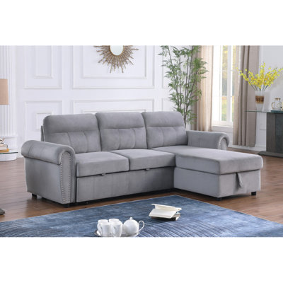 Canapé-lit modulaire réversible en tissu de velours 96,5 po Modern Sofa Ashton