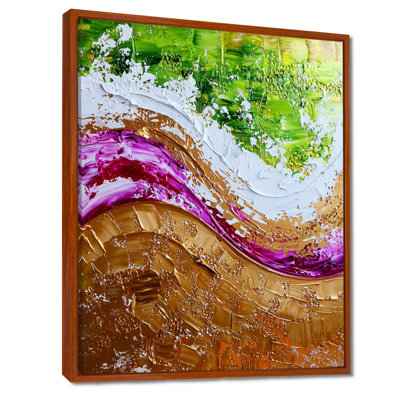 Green And Purple Bloom Transitional Journey III - Abstract Modern Transitional Wall Art Living Room