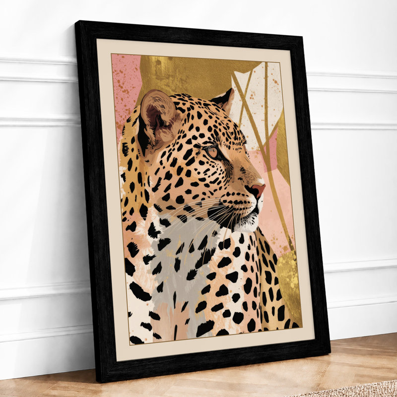 Leopard in Botanica Boho - Framed Print, A2 - 59.4 x 42.0 cm, Black