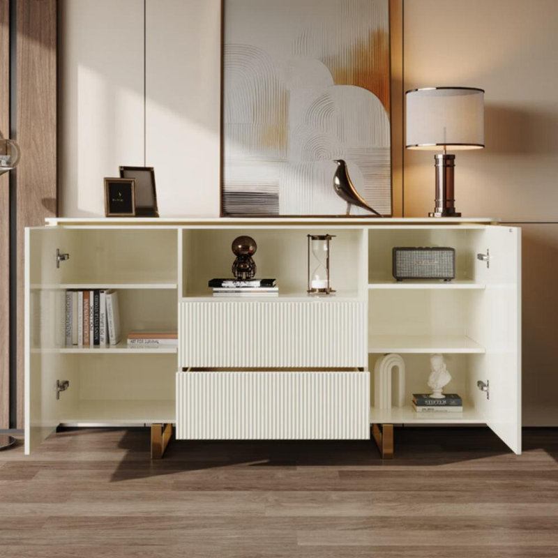 Buffet de salle à manger moderne et luxueux, H 33,46 po x l 47,24 po x P 15,75 po, Blanc